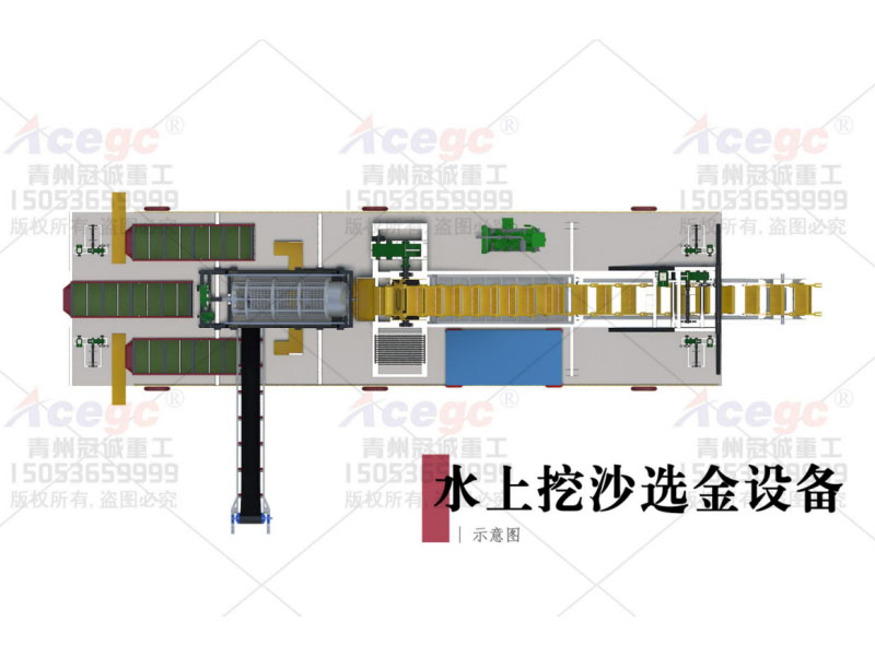 水上挖沙選礦淘金船